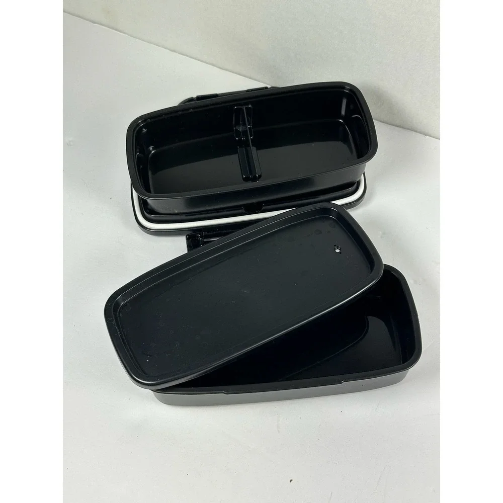 Righteous Aristocratic Two-Tier Bento Box FI-3057 Black Lunch Container A-6